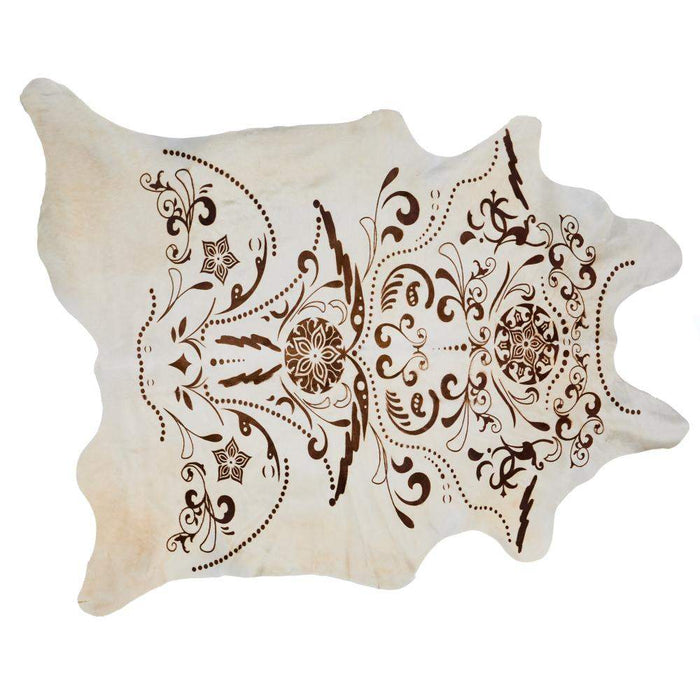Lmt Design Baroque Medium Brown on Beige Cowhide Rug