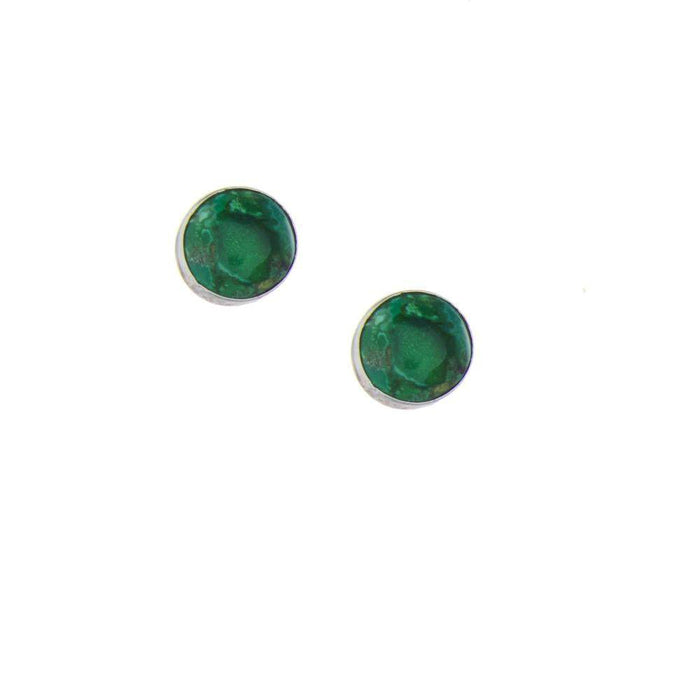 Round Green Stud Earrings