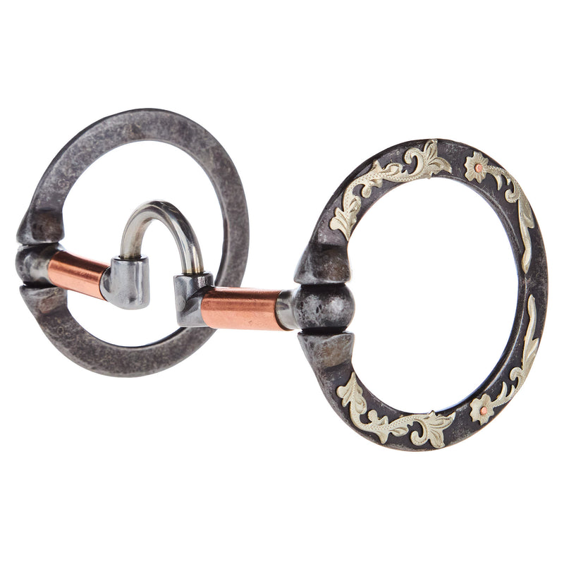 NRS Silver Floral Engraved Correctional Port Snaffle Bit