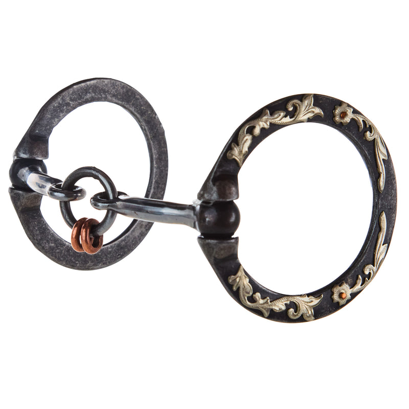 NRS Silver Floral Engraved Copper Lifesaver Snaffle Bit