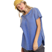 Umgee Usa Inc. Women's Blue High Low Waffle Top