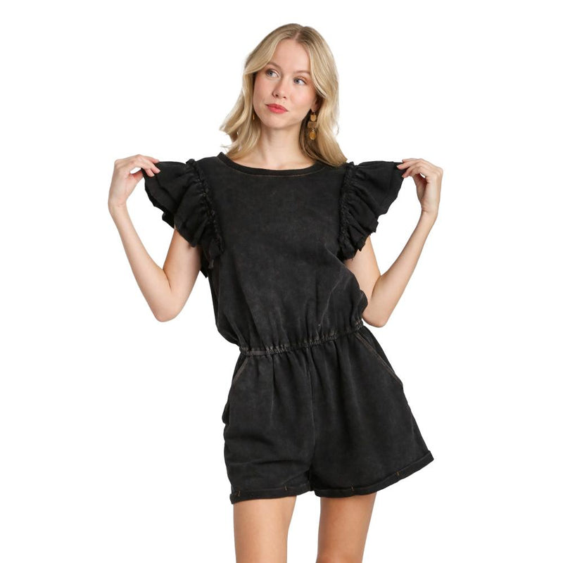 Women's Ash Double Ruffle Sleeve Romper