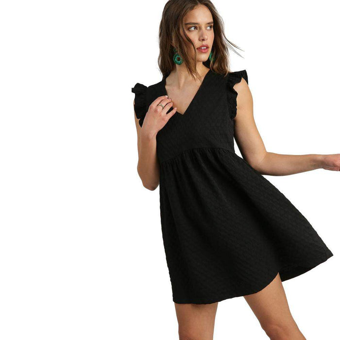 Umgee Usa Inc. Women's Black Jacquard Baby Doll Dress Umgee Usa Inc. Women's Black Jacquard Baby Doll Dress