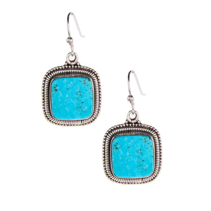Turquoise Rectangle Dot Earrings