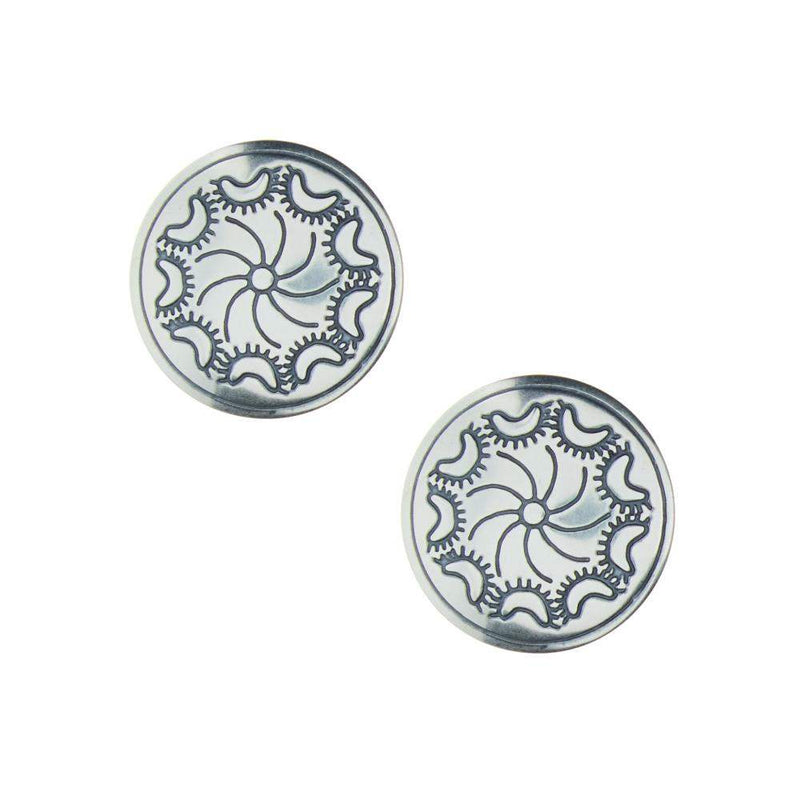 NRS Stamped Sterling Silver Round Earrings