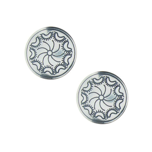 NRS Stamped Sterling Silver Round Earrings
