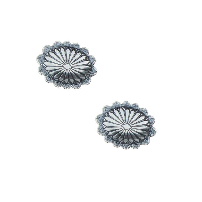 NRS Sterling Silver Small Oval Concho Earrings