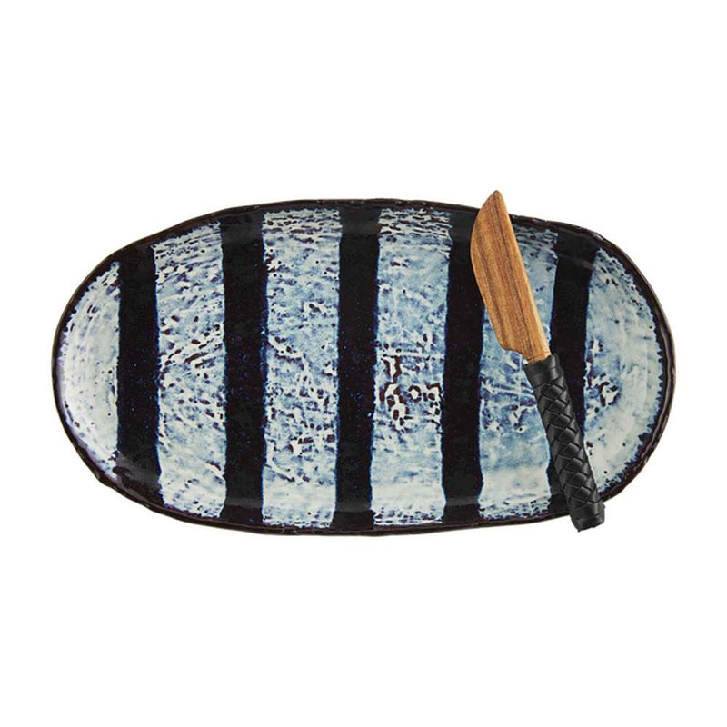 Black Stripe Platter Set