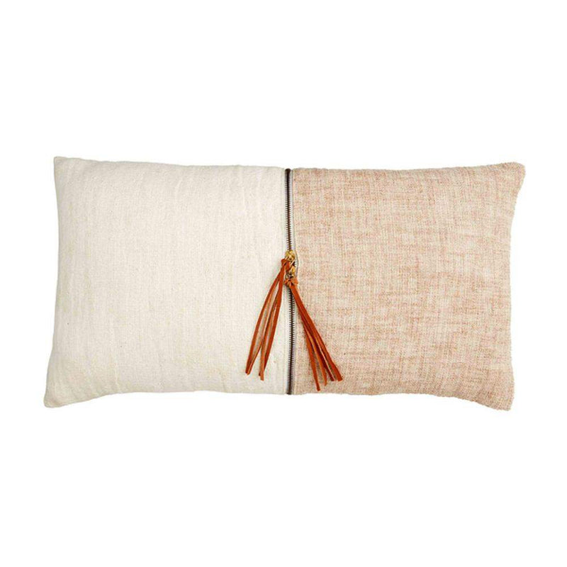 Mud Pie Zipper Leather Pull Pillow