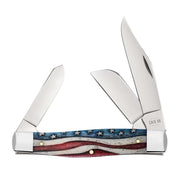 XX Large Stockman Star Spangled Series Embellished Smooth Natural Bone Pocket Knife CA64142