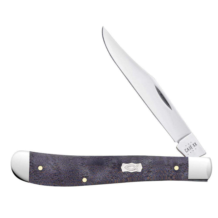 Case XX Slimline Trapper Smooth Purple Curly Maple Wood Pocket Knife C