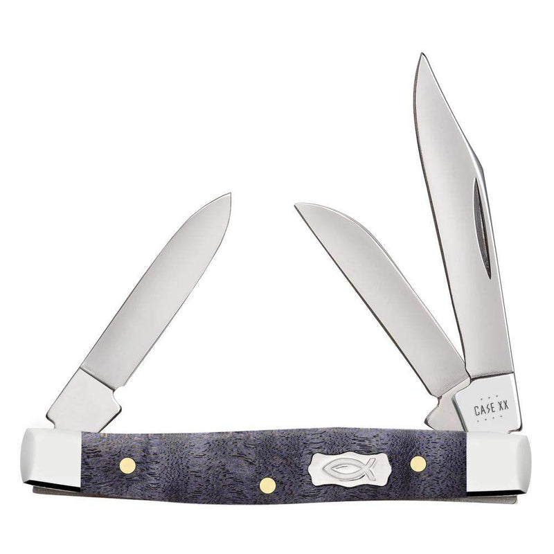 Case XX Small Stockman Smooth Purple Curly Maple Wood Pocket Knife CA80547