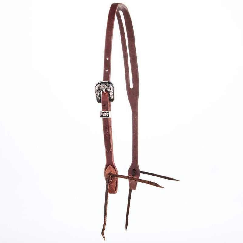 Cowperson Tack 5/8`` Black Floral Heel Buckle with Gemstone Slot Ear Headstall