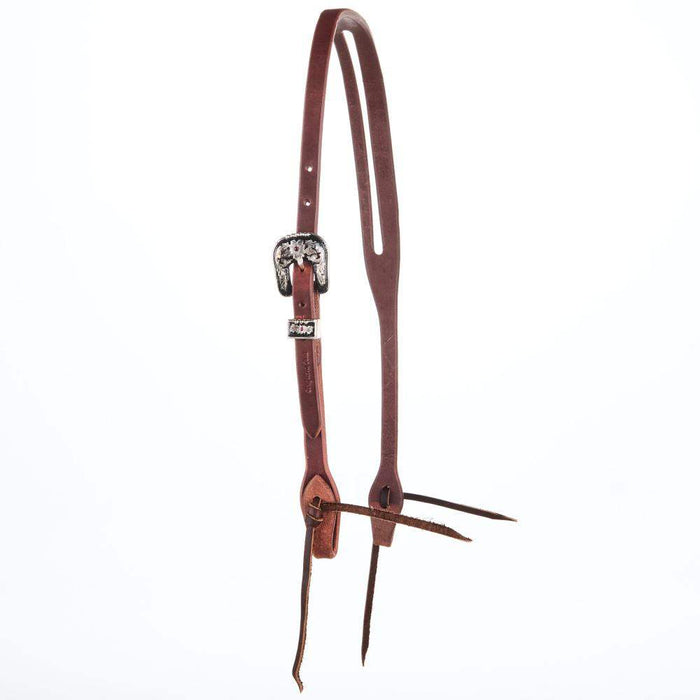 Cowperson Tack 5/8`` Black Floral Heel Buckle with Gemstone Slot Ear Headstall