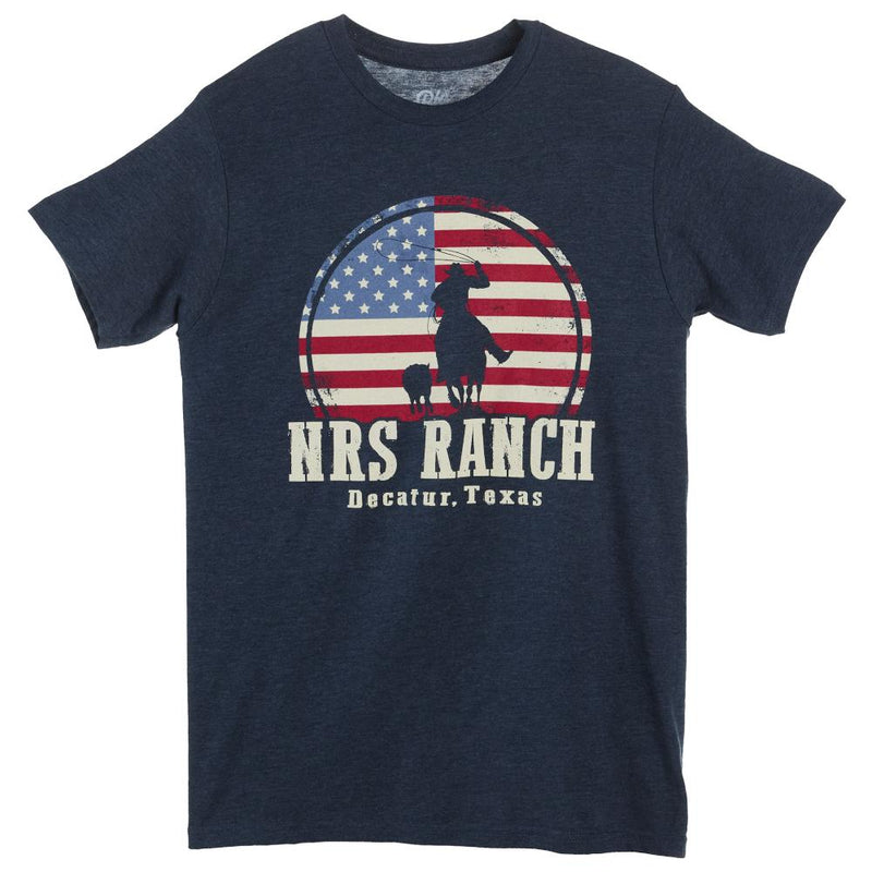 Ranch Calf Roper Flag Navy Tee