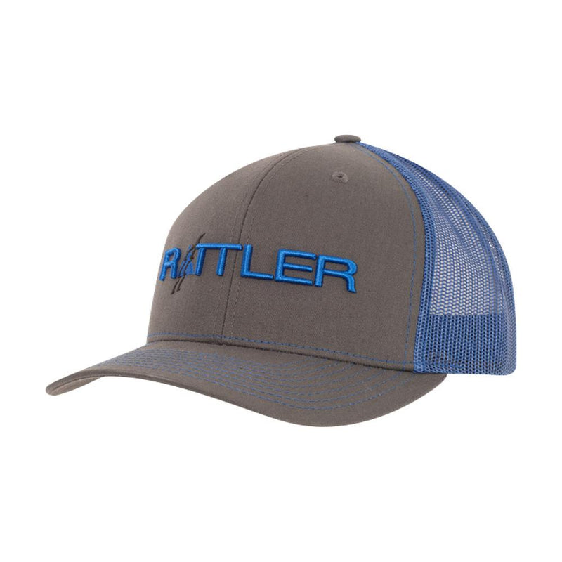Charcoal and Royal Blue Embroidered Logo Puff Cap