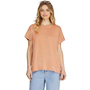 She & Sky Women's Pumpkin Ribbed Side Slit Top