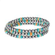 Sterling Pearl and Turquoise Coil Bracelet