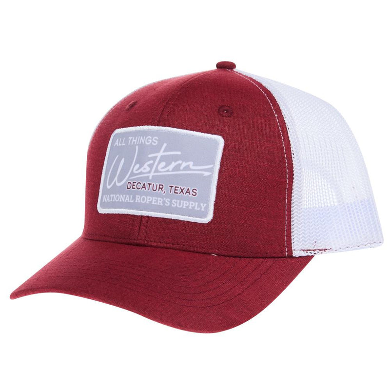 All Things Western Deep Red and White Cap