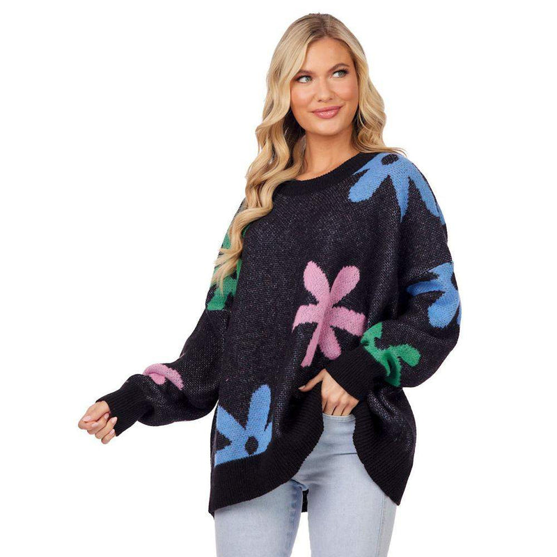 Women's Jadie Floral Black Sweater