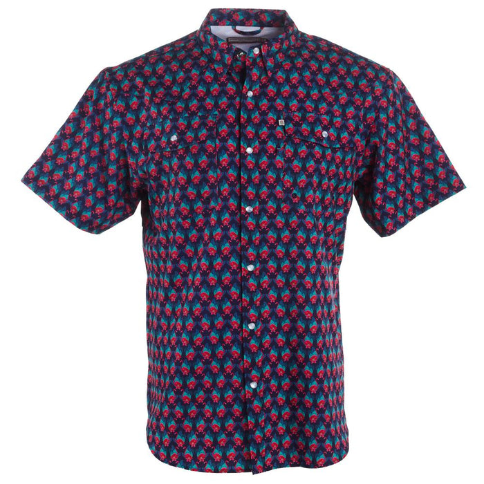 Men's Short Sleeve Flamingo Print Snap Shirt