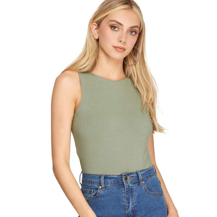Women's Cactus Green Sleeveless Bodysuit
