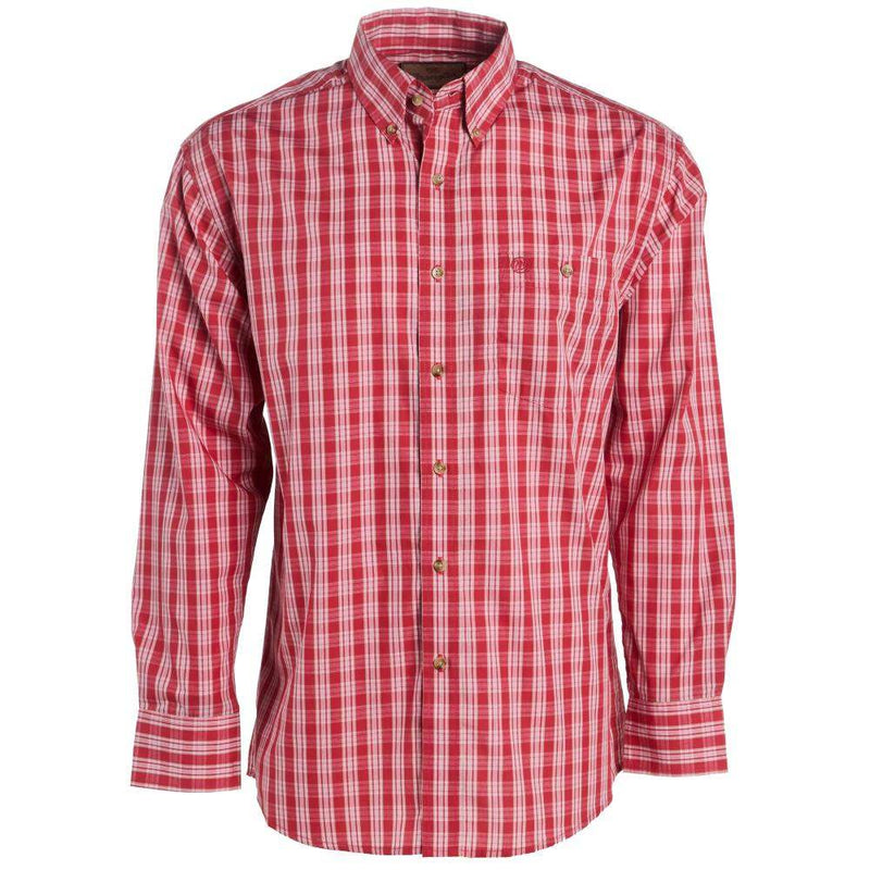 Men's Red Plaid Button Down
