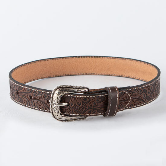 Gem Dandy Accessories Kid's Brown & Black Tooled Belt
