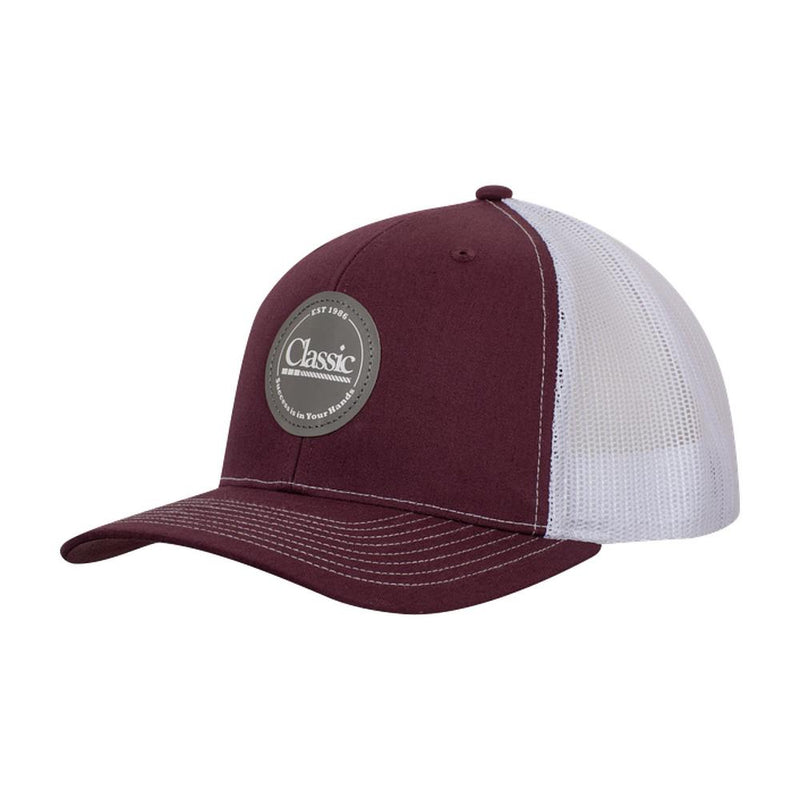 Maroon and White Logo Patch Mesh Back Cap