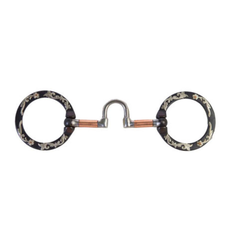 Silver Floral Engraved Correctional Port Snaffle Bit