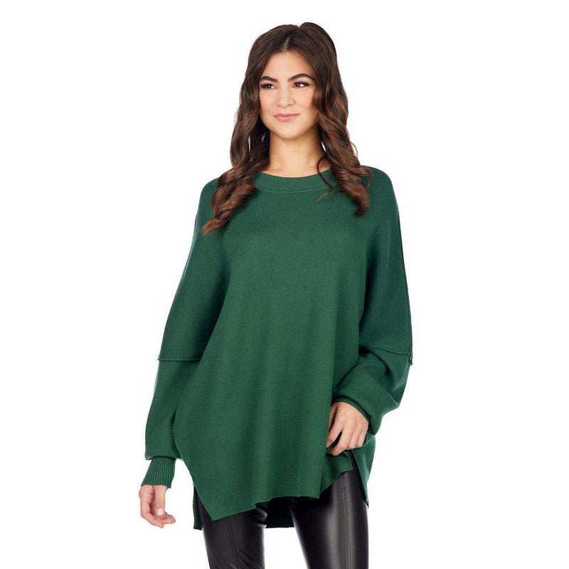 Women's Astrid Green Ribbed Sweater