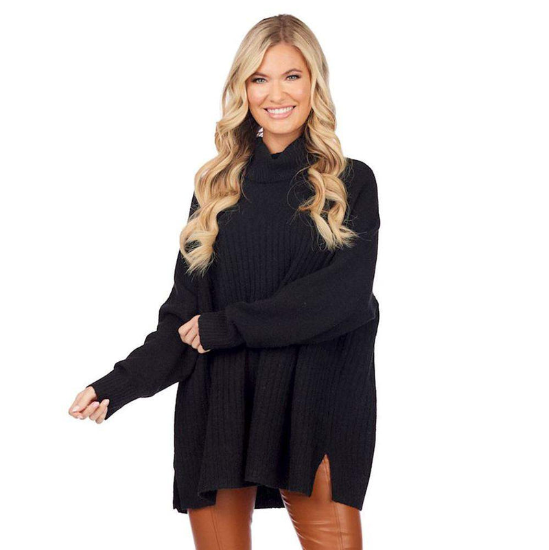 Women's Freddie Black Ribbed Sweater