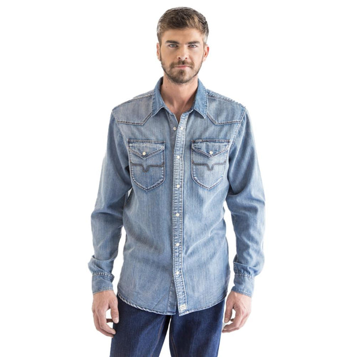 Men's Grimes Grey Denim Snap Shirt