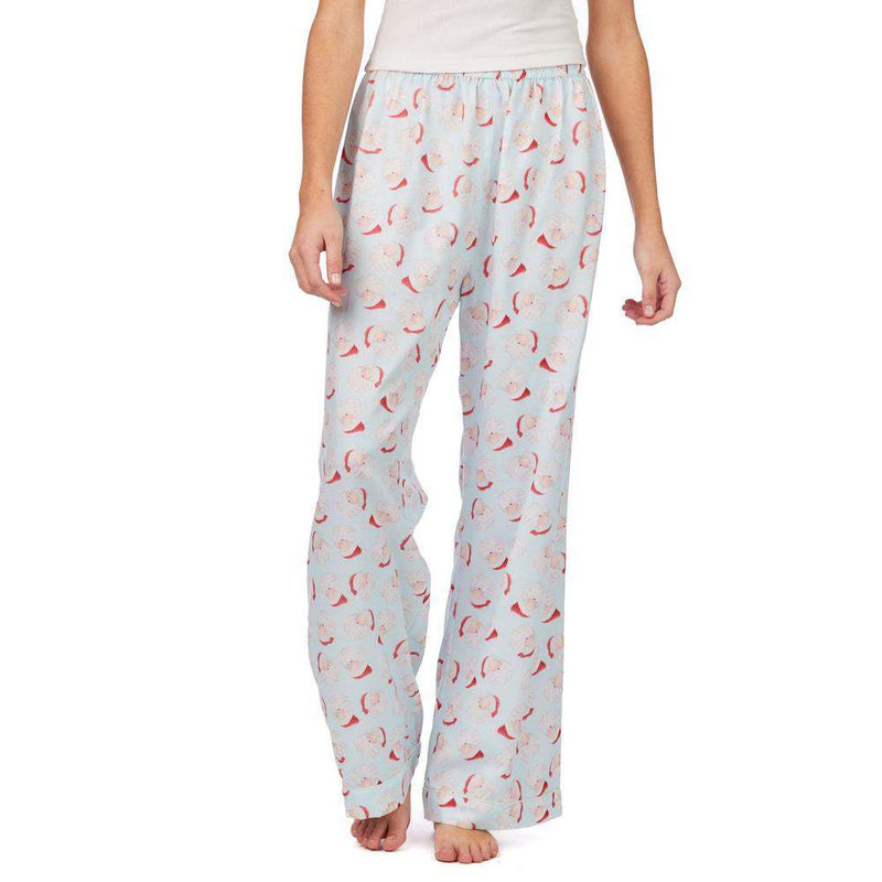 Mud Pie Women's Blue Santa Pajama Pants