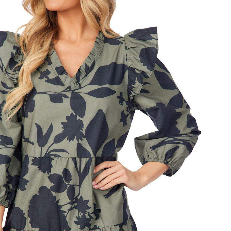 Women's Olive Floral Priscilla Midi Dress