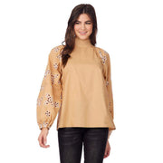 Women's Tan Emelia Eyelet Top