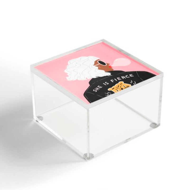 She Is Fierce Pink Acrylic Box