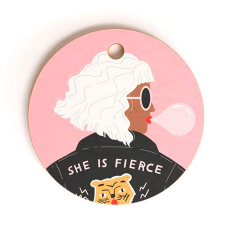 She Is Fierce Round Cutting Board
