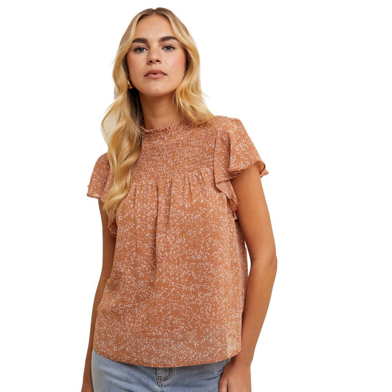 Women's Clay Floral Mock Neck Blouse