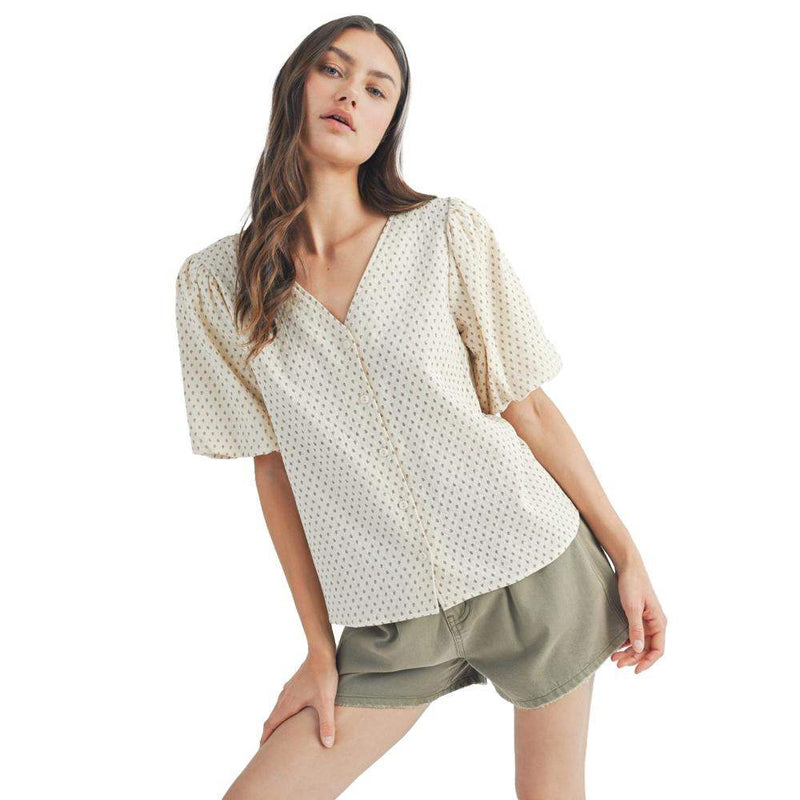 Women's Puff Sleeve Paisley Print Top