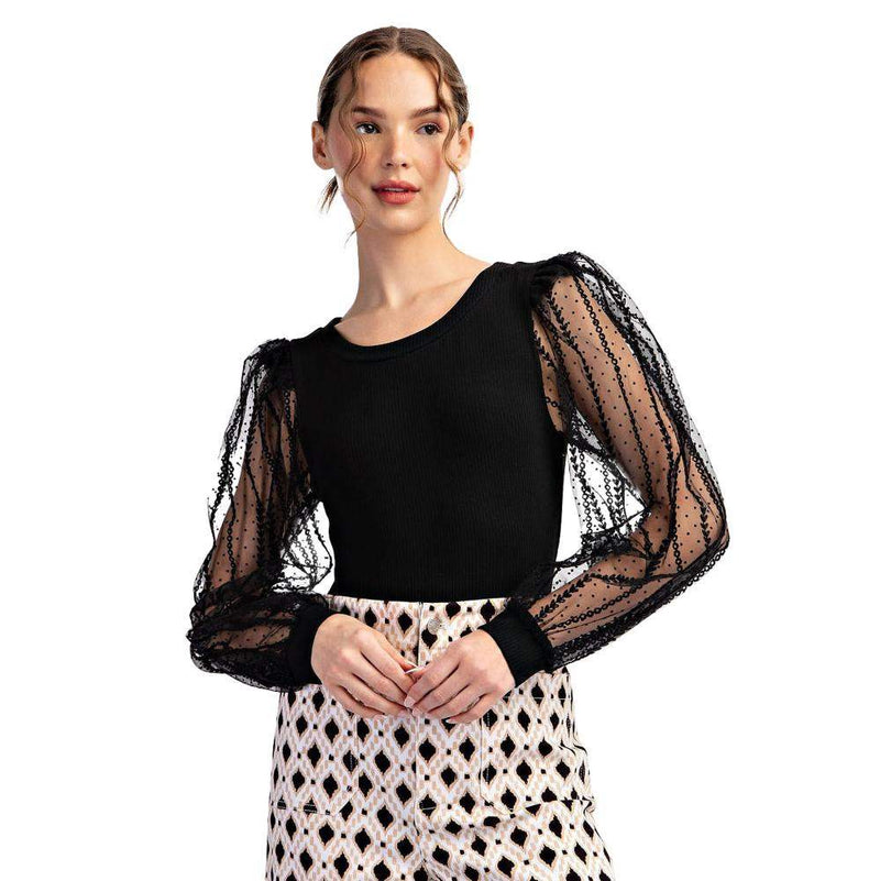 Women's Black Long Sleeve Bodysuit