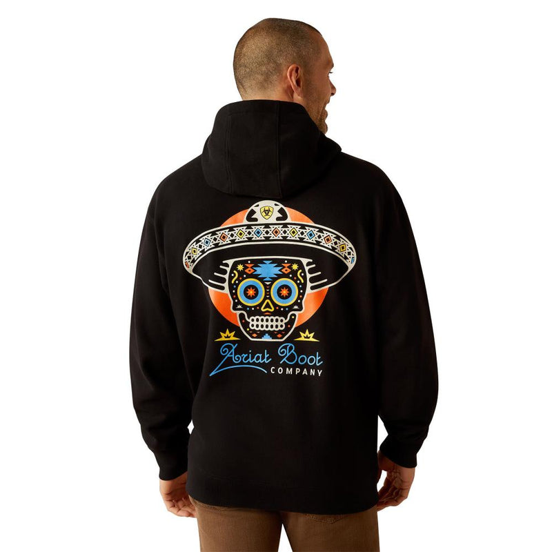 Mens Black Sugar Skull Hoodie