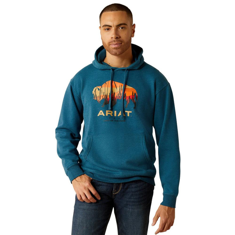 Mens Navy Bison Plains Hoodie