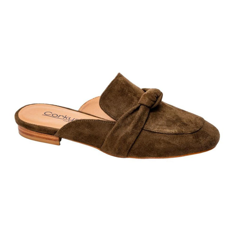 Women`s Clingy Khaki Faux Suede Slide Loafer