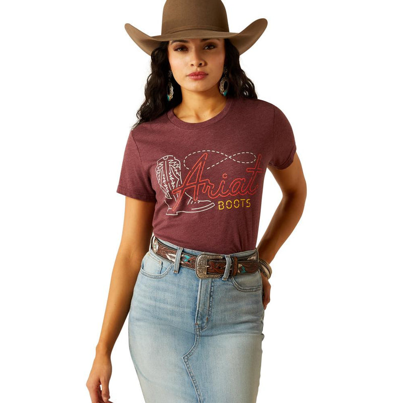 Women's Maroon Neon Graphic Tee