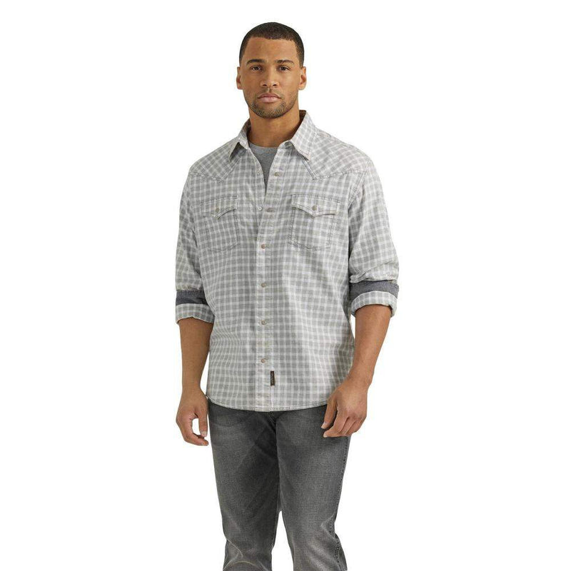 Men's Grey Premium Long Sleeve Snap Shirt