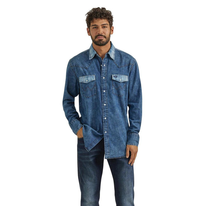 Men's Medium Wash Vintage Snap Shirt