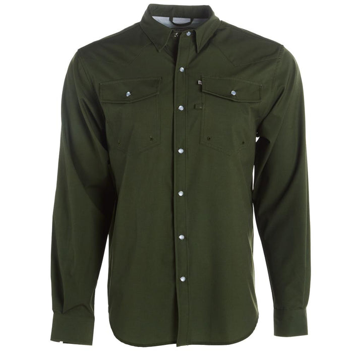 Men's Olive Denim Snap Shirt