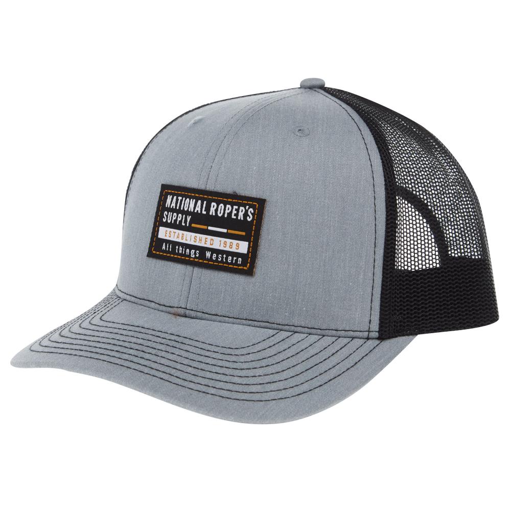 NRS National Ropers Supply Applique Patch Grey and Black Cap
