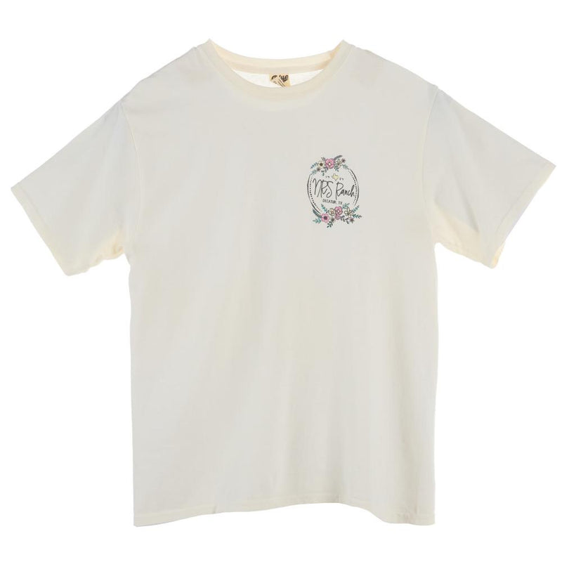 Ranch Round Floral Logo Ivory Tee